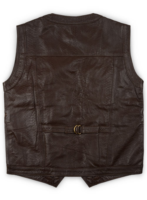 Brown Python Chris Pratt Jurassic World Leather Vest - XL - Click Image to Close