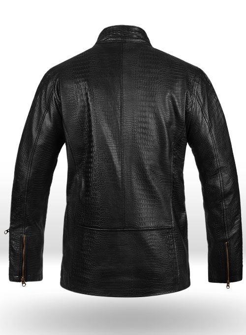 Crocodile Black Star Trek Leather Jacket - Click Image to Close