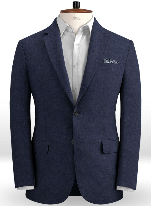 Dark Blue Pure Linen Jacket