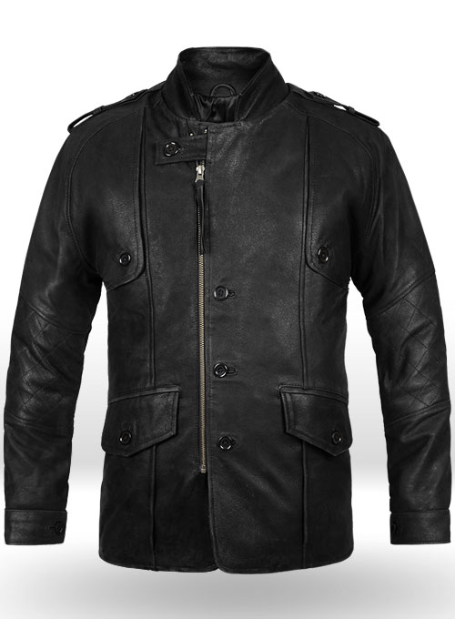 Distressed Black Leather Jacket # 106