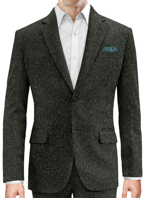 Dark Olive Flecks Donegal Tweed Jacket