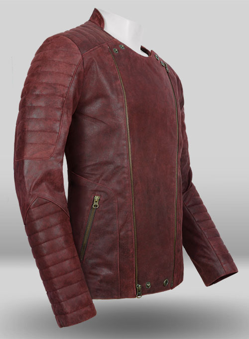 Dark Vintage Red Leather Jacket # 645 - Click Image to Close