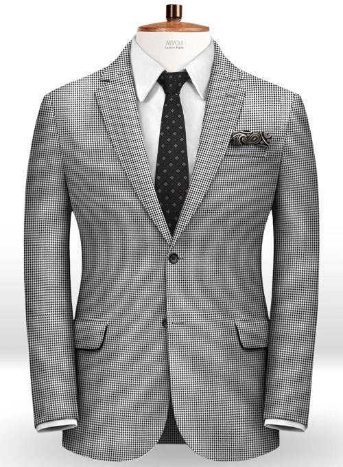 Dogtooth Wool Light Gray Jacket