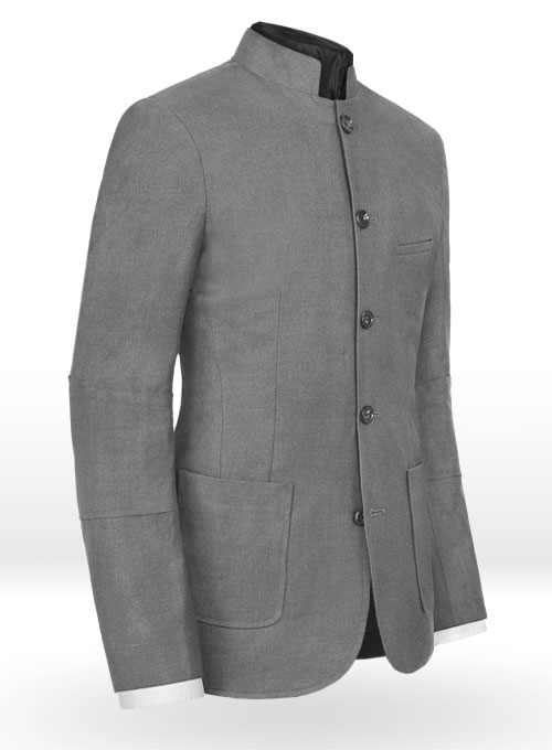 Frosted Mid Gray Terry Rayon Breezer Style Jacket - Click Image to Close