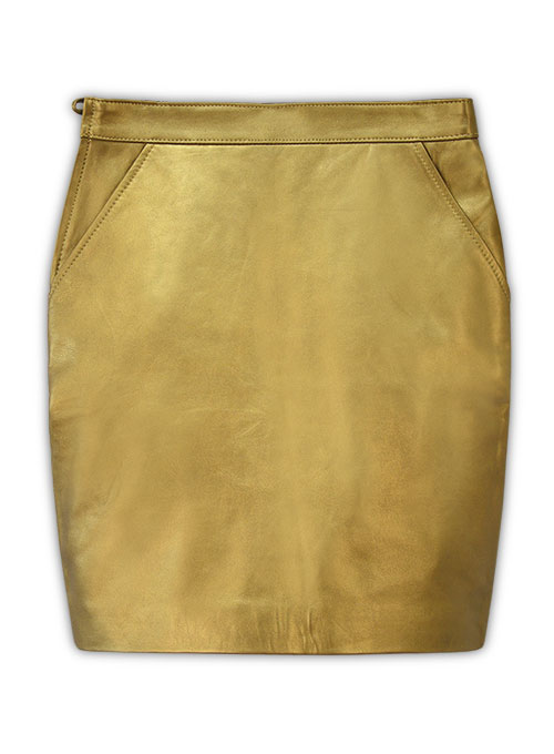 Golden Basic Leather Skirt - # 153 - M Regular