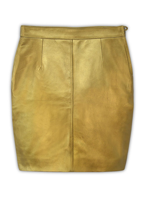 Golden Basic Leather Skirt - # 153 - M Regular