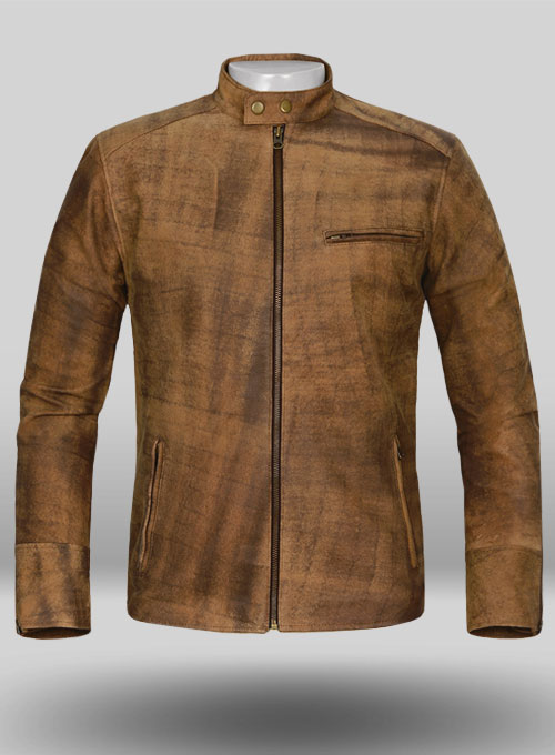 Abstract Brown Leather Cycle Jacket #3