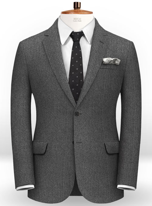 Herringbone Gray Flannel Wool Jacket