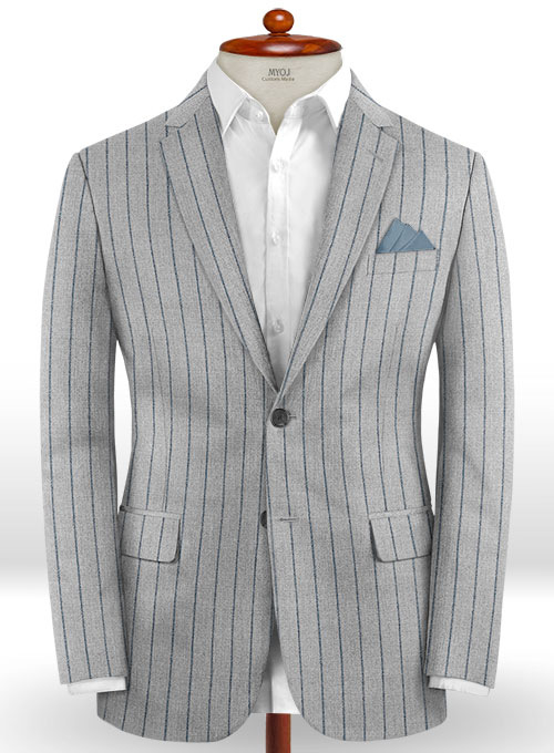 Italian Gray Stripe Cashmere Wool Jacket