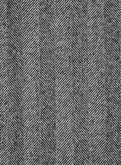 Italian Wide Herringbone Charcoal Tweed Jacket - Click Image to Close
