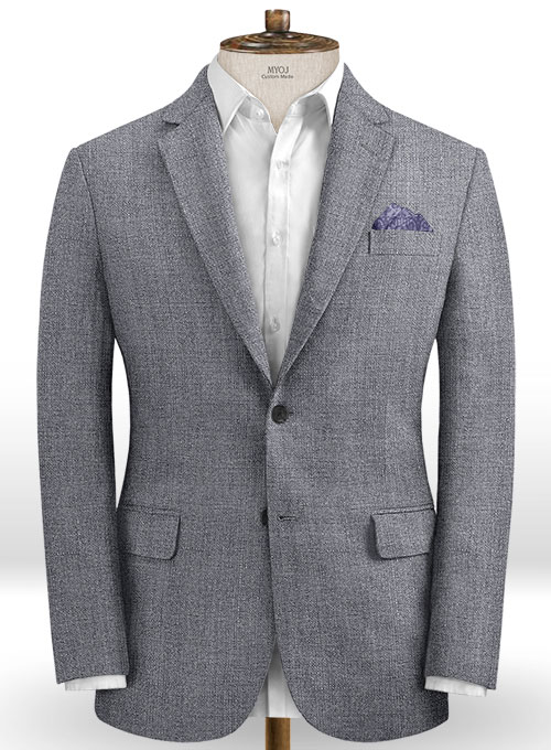 Italian Khyber Gray Blue Linen Jacket