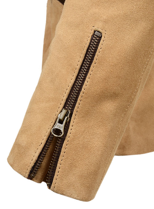 Latte Beige Suede Leather Jacket # 647 - Click Image to Close