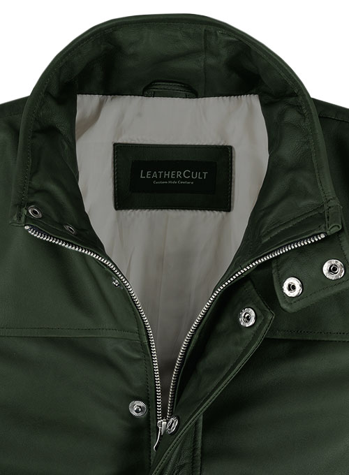 Soft Deep Olive Leather Jacket # 1000 - Click Image to Close