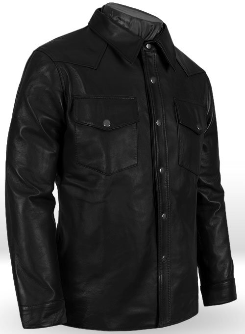 Leather Shirt Jacket - #1S - Click Image to Close