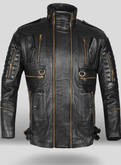 Thick Black Leather Jacket # 641