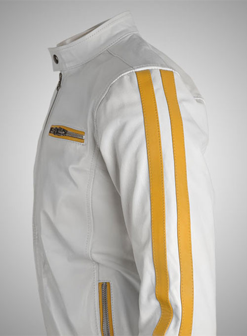 Yellow Stripe Leather Jacket # 100