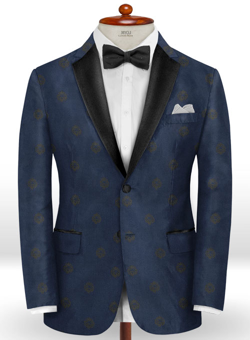 Lion Navy Wool Tuxedo Jacket