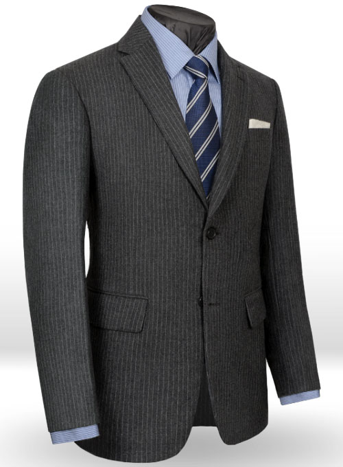 Light Weight Charcoal Stripe Tweed Jacket - Click Image to Close