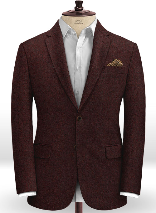 Light Weight Melange Wine Tweed Jacket