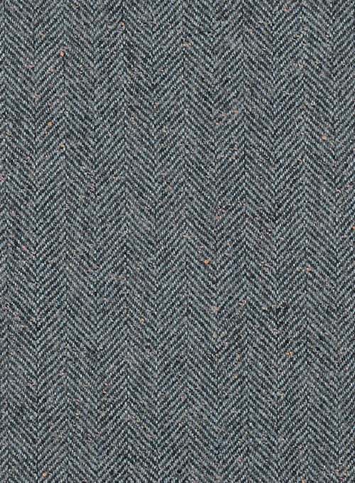 Mid Blue Herringbone Flecks Donegal Tweed Jacket - Click Image to Close