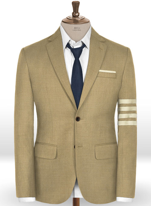 Napolean Khaki Wool Ivory Bar Jacket