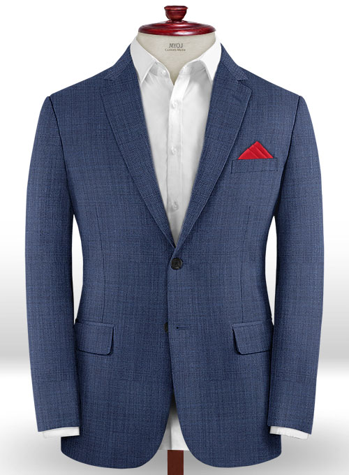 Napolean Sharkskin Slate Blue Wool Jacket