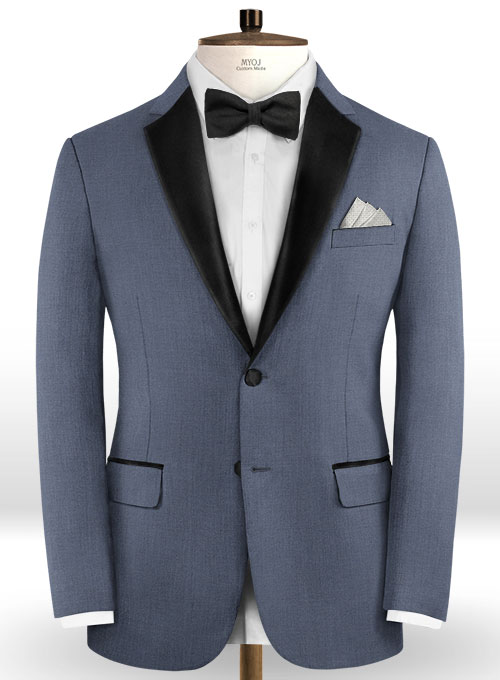 Napolean Slate Blue Wool Tuxedo Jacket