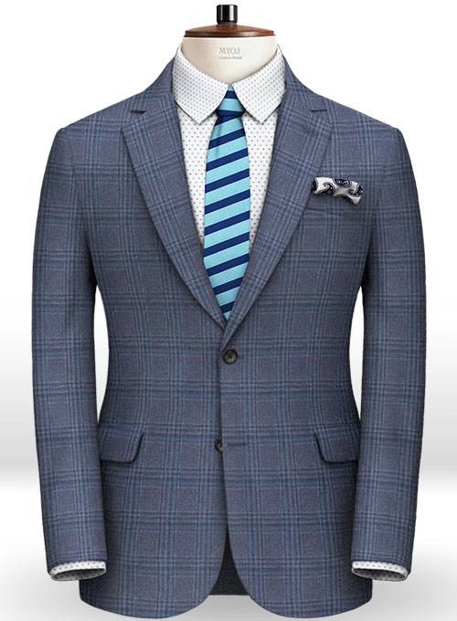 Napolean Tartan Blue Wool Jacket