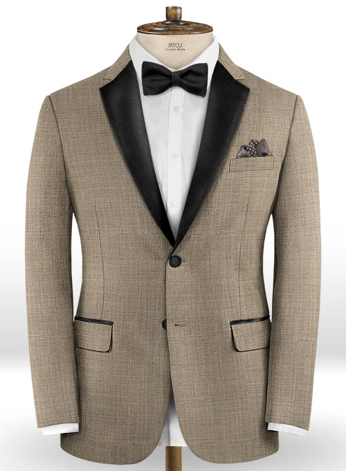 Napolean Sharkskin Light Brown Wool Tuxedo Jacket