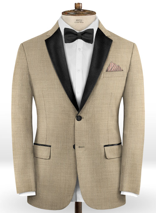 Napolean Melange Khaki Wool Tuxedo Jacket