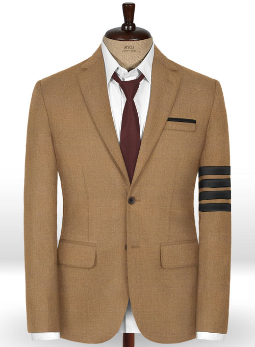 Napolean Tan Wool Black Bar Jacket