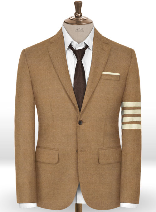 Napolean Tan Wool Ivory Bar Jacket