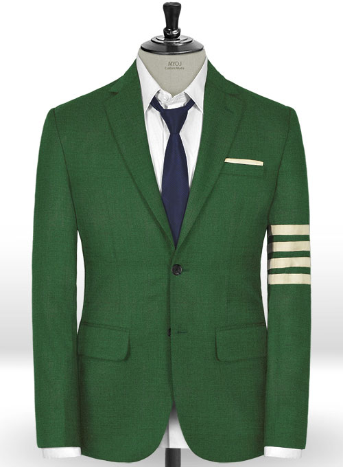 Napolean Yale Green Wool Ivory Bar Jacket