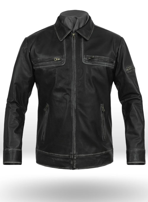 Ontario Rubbed Black Leather Jacket