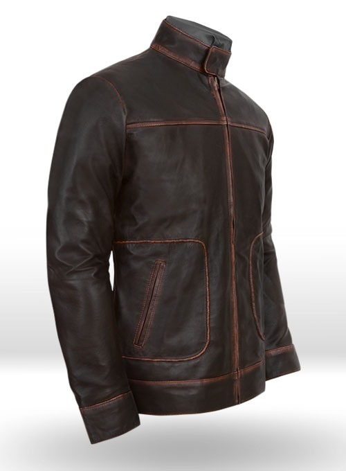 Reggie Rubbed Dark Brown Leather Jacket