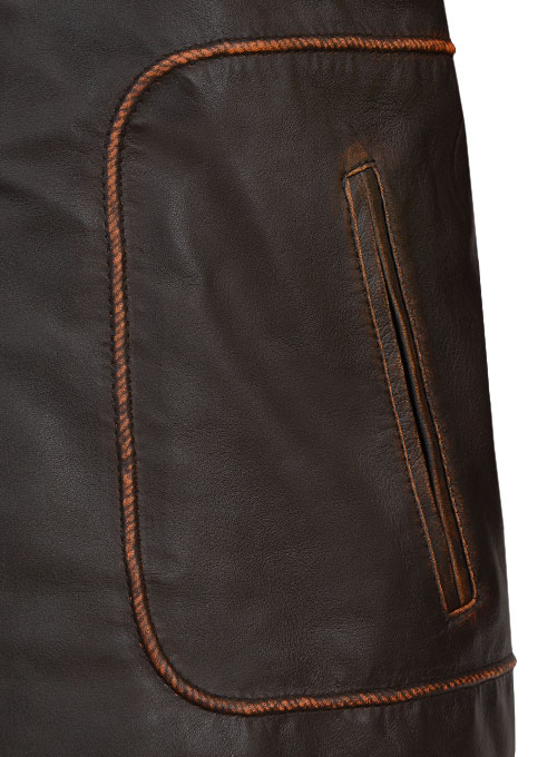 Reggie Rubbed Dark Brown Leather Jacket - Click Image to Close