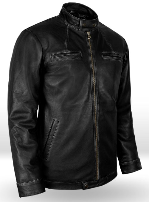 Rubbed Black Zac Efron 17 Again Leather Jacket - Click Image to Close