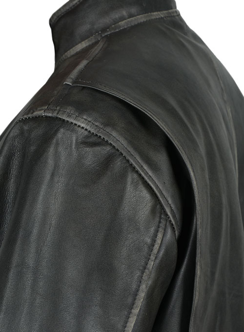 Rubbed Charcoal Mark Wahlberg Daddys Home Leather Jacket