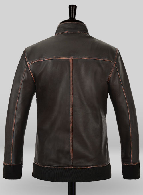 Rubbed Dark Brown Lionel Messi Leather Jacket #1 - Click Image to Close