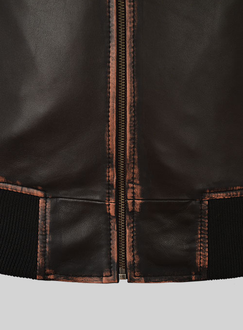 Rubbed Dark Brown Lionel Messi Leather Jacket #1 - Click Image to Close