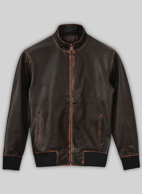 Rubbed Dark Brown Lionel Messi Leather Jacket #1 - Click Image to Close