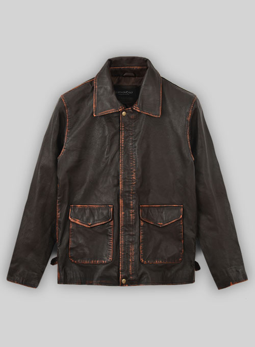 Rubbed Dark Brown Washed Indiana Jones Leather Jacket - Click Image to Close