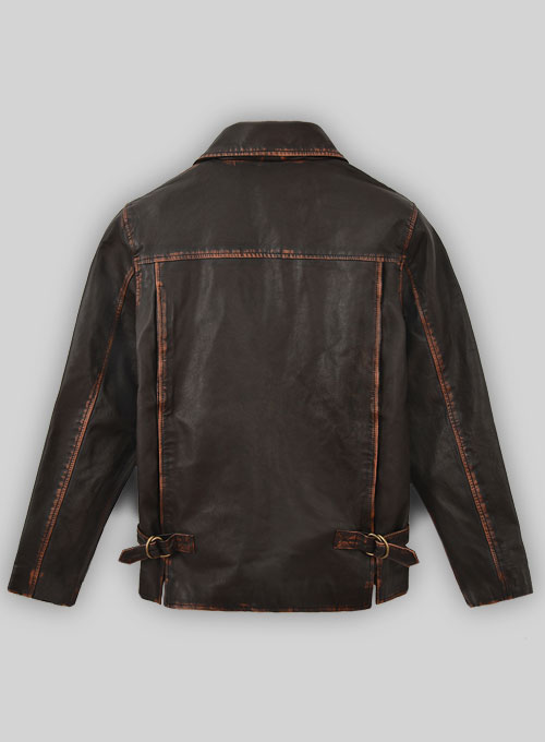 Rubbed Dark Brown Washed Indiana Jones Leather Jacket - Click Image to Close