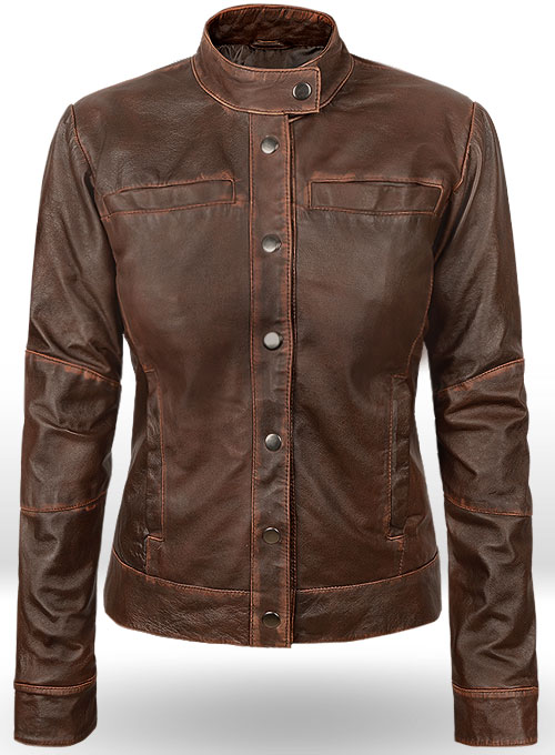 Rubbed Tan Washed Leather Jacket # 536