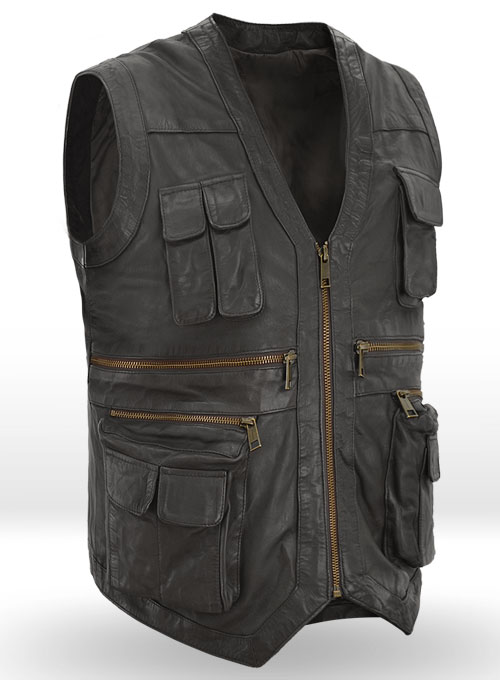 Soft Louis Brown Washed & Wax Chris Pratt Jurassic World Vest - Click Image to Close