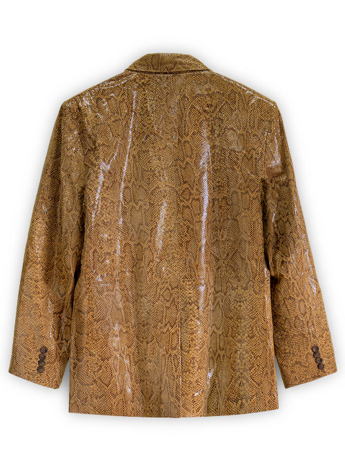 Shiny Brown Python Leather Blazer - 44 Regular - Click Image to Close
