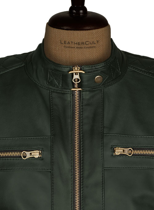 Soft Deep Olive Leather Jacket # 653 - Click Image to Close