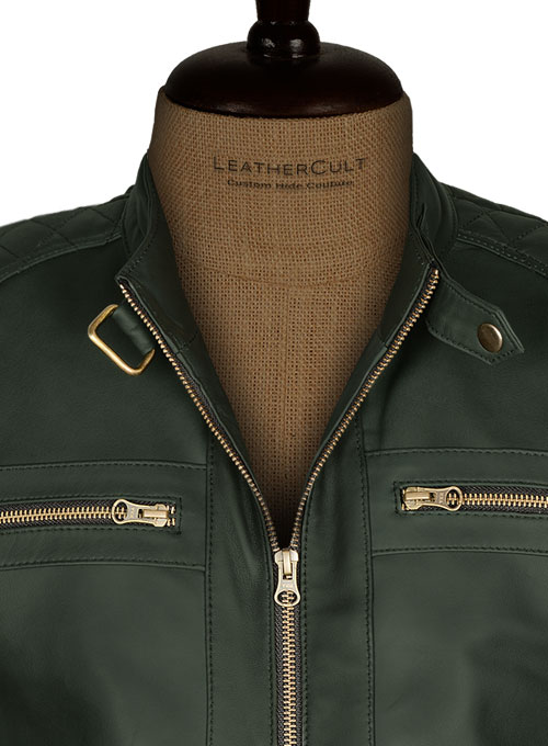 Soft Deep Olive Leather Jacket # 653 - Click Image to Close