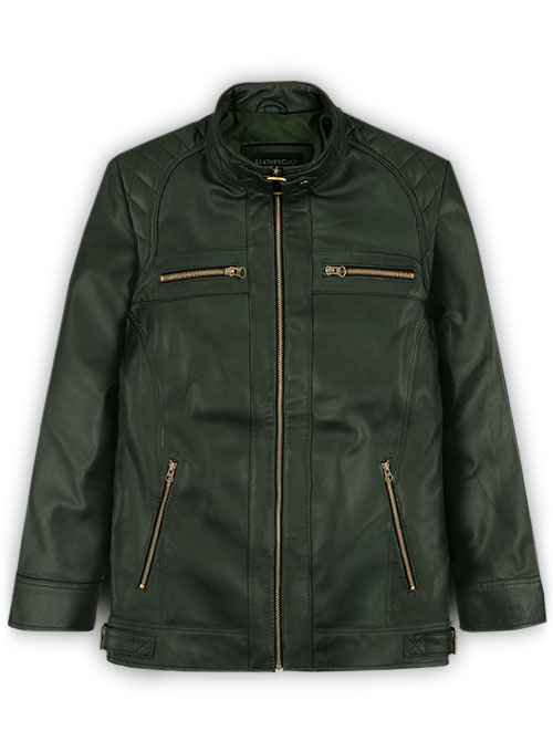 Soft Deep Olive Leather Jacket # 653 - Click Image to Close