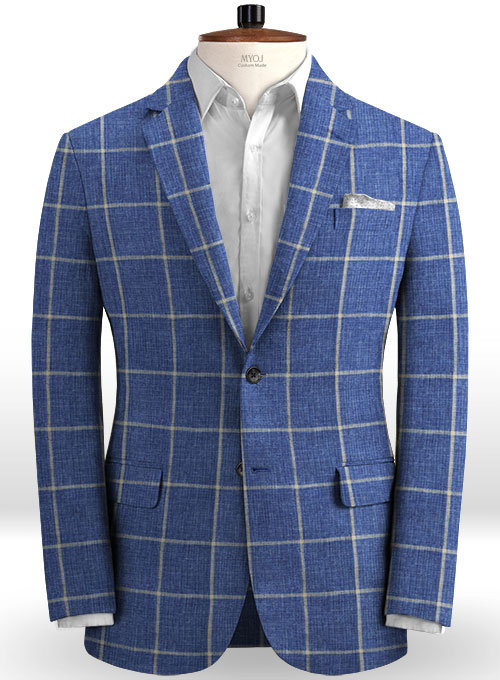 Solbiati Blue Windowpane Linen Jacket